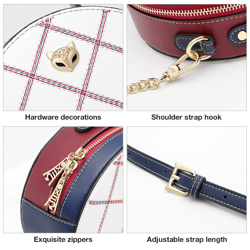 White Cowhide Leather Chain Shoulder Crossbody Pouch