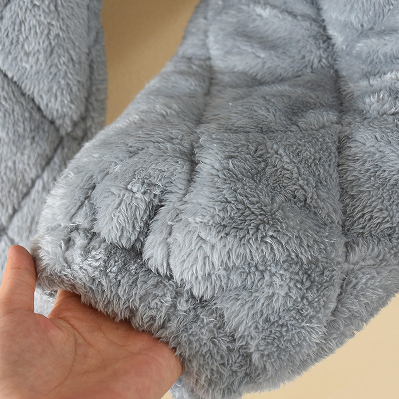 Pyjama femme grande taille en coton, velours corail épais matelassé, motif dessin animé, mi-long, en flanelle, idéal pour la maison.