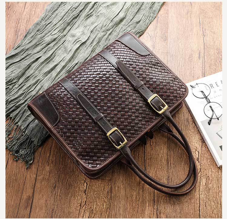 Women's Hand-Woven Vegetable Tanned Full-Grain Cowhide Leather Handbag