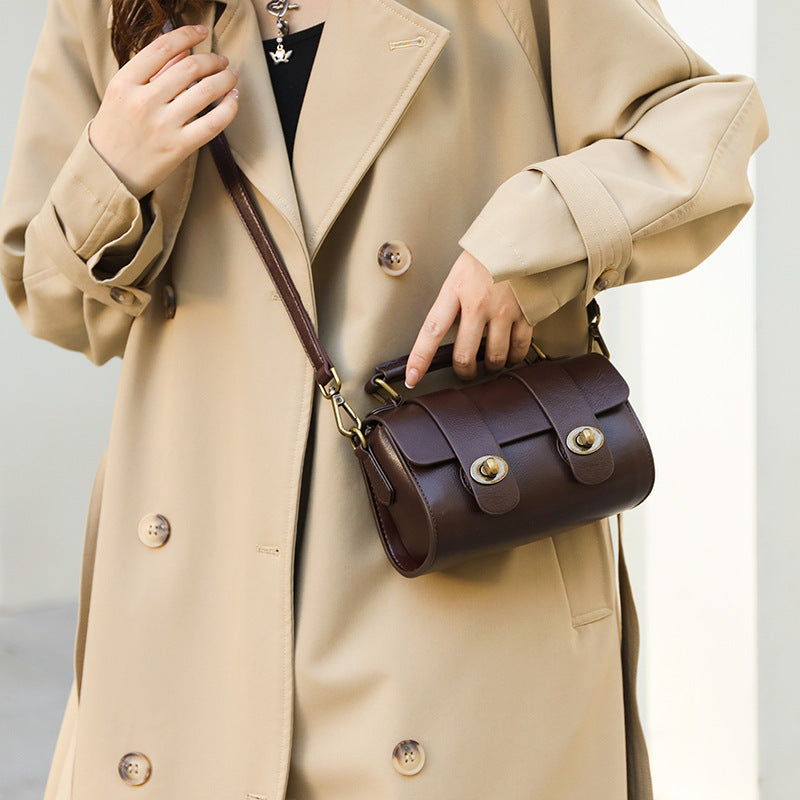 Sac Messager en Cuir Véritable Rétro Tendance, Sac à Main en Cuir de Vachette Première Couche