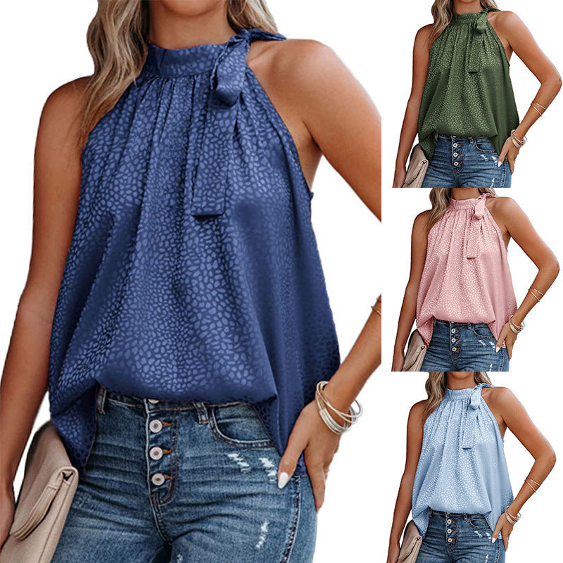 Women's Leopard Print Sleeveless Polyester Vest