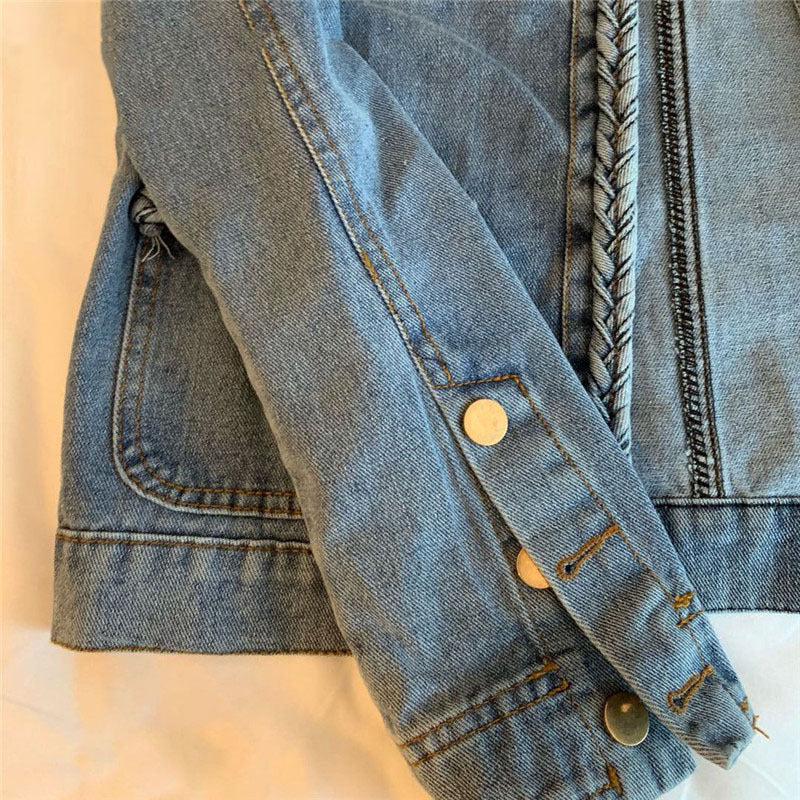 Cardigan ample en jean bleu à manches longues, style rétro printemps automne