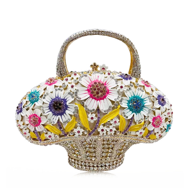 Diamond Mini Women's Flower Basket Bag 18x20x9cm
