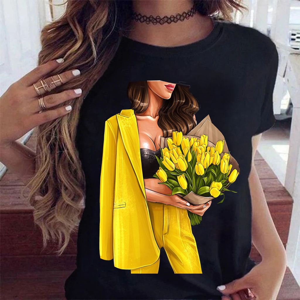 Sunflower Black Loose Fit Short Sleeve T-Shirt