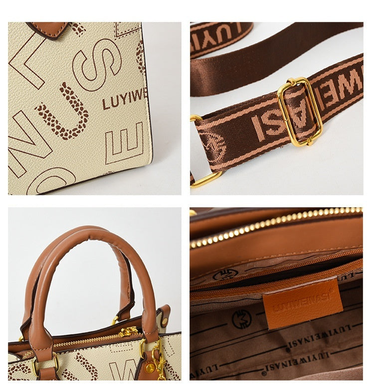 Retro Printed PU Shoulder Messenger Bag for Women, 25cm x 19cm x 10cm