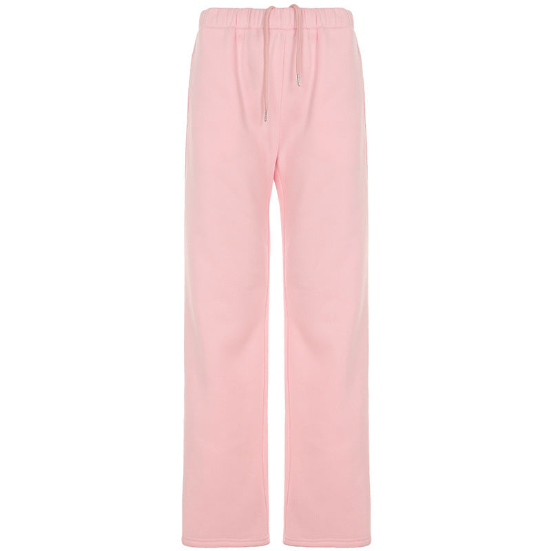 High Waist Straight-Leg Pants Leisure Sports Suit Set