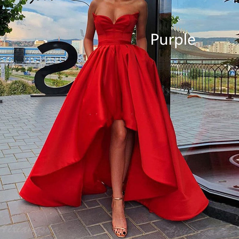 Robe de soirée bustier sexy en satin pour femme