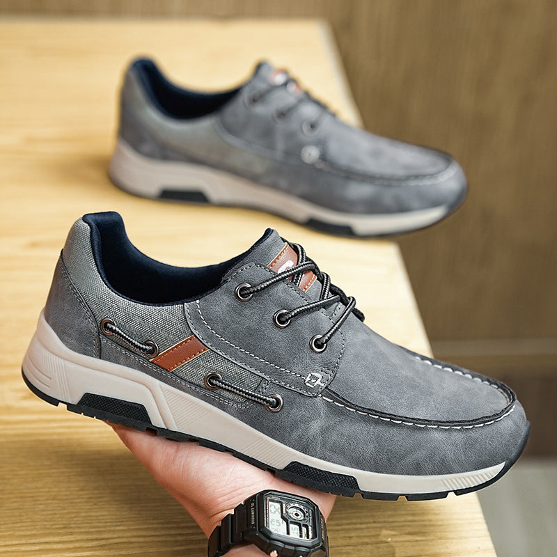 Men's Plus Size Leather Breathable Casual Commuter Sneakers