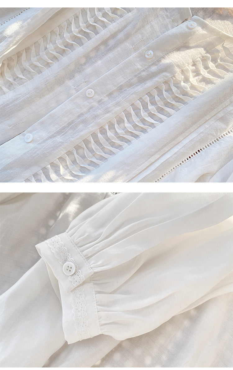 French Style Design White Shirt Vacation Style