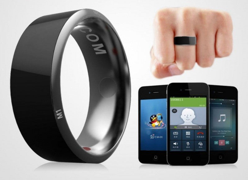 Black Technology Titanium Steel Smart Bluetooth Ring with Temperature and NFC - Sizes 6-12