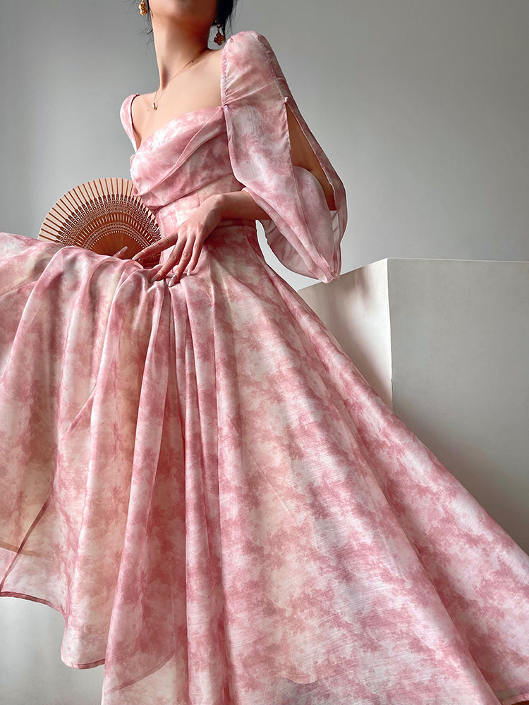 Robe ample taille-basse Tea Break imprimée Mi Chun
