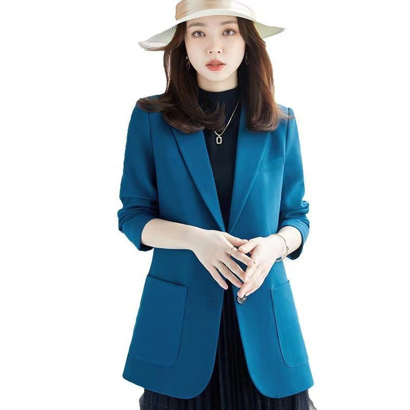 Women's Plus Size Blue Polyester Suit Jacket Small