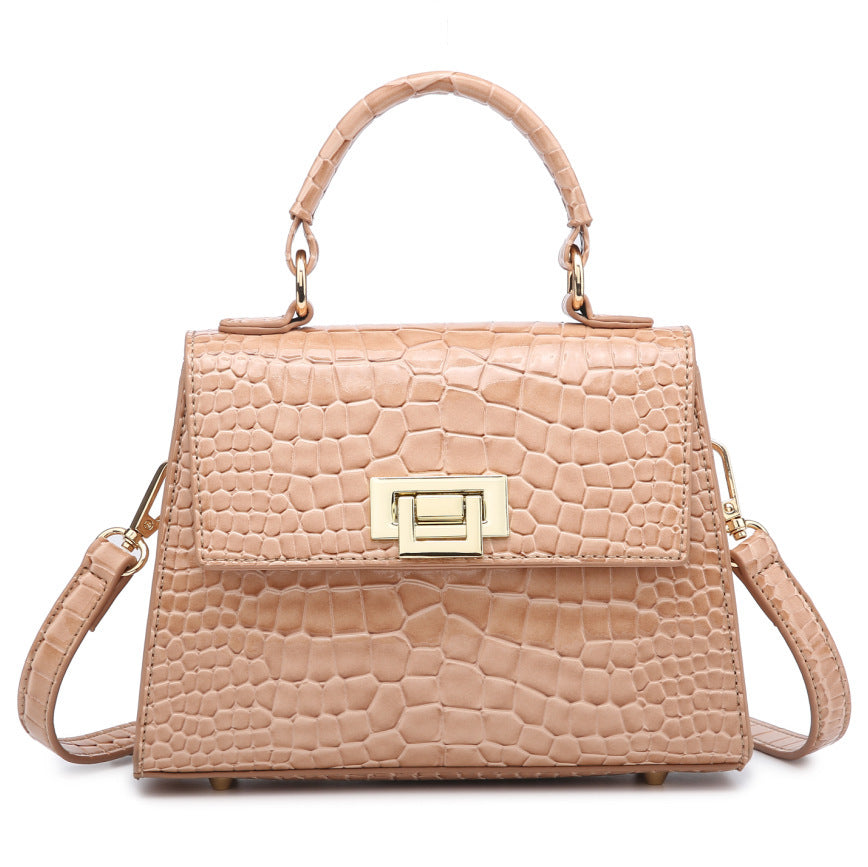 Women's Medium PU One-Shoulder Crocodile Pattern Messenger Bag