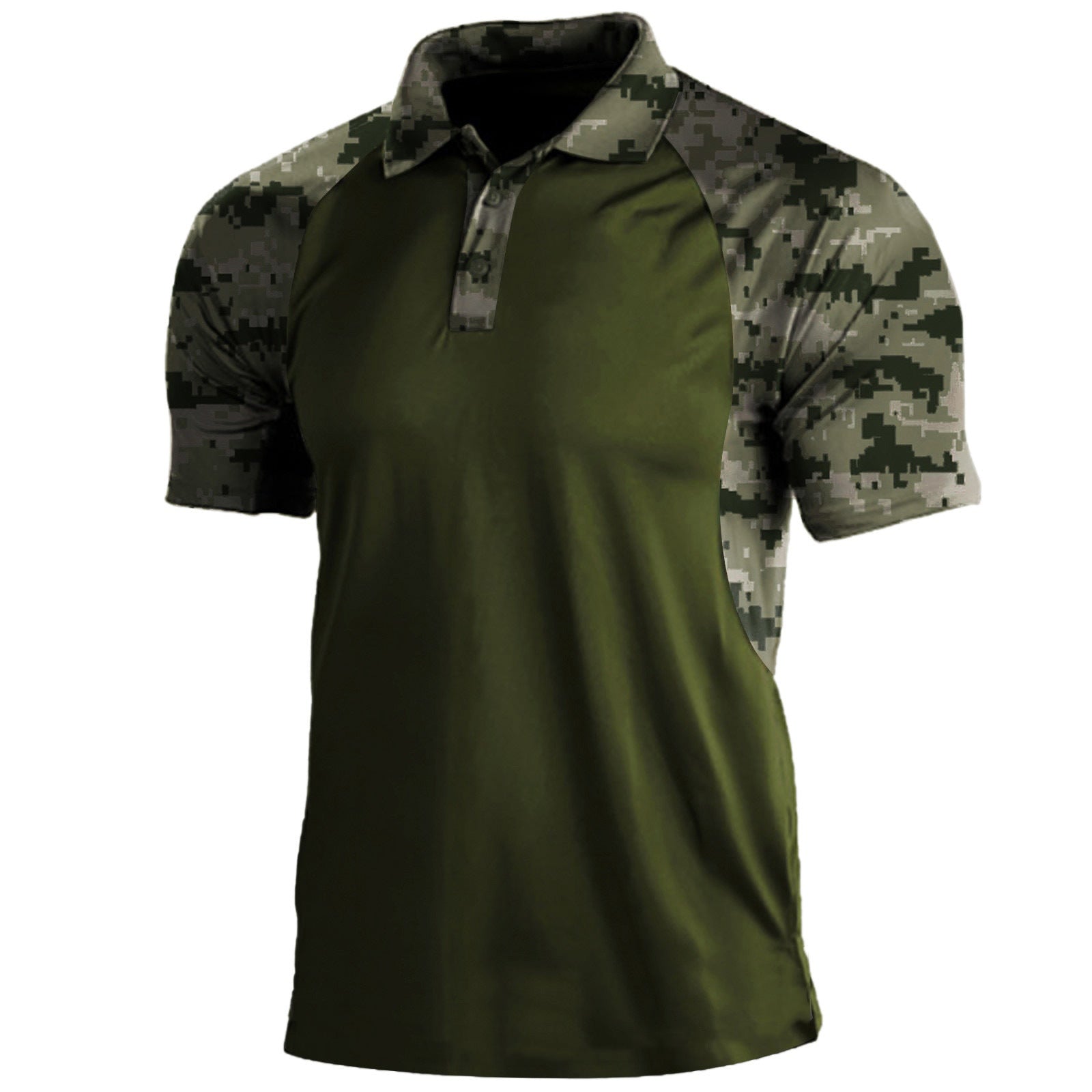 Men's Striped Polo Shirt Lapel Zipper Short Sleeve Polyester