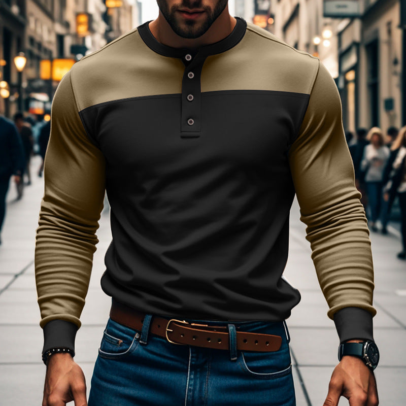 American Slim Fit Henley Shirt Pullover Long Sleeve