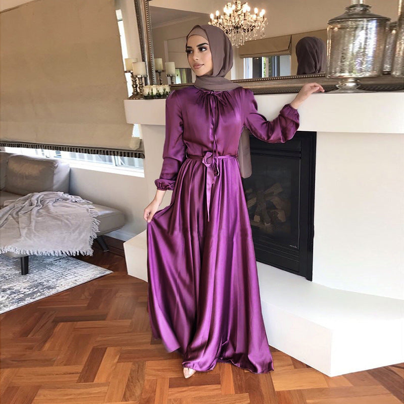 Saudi Middle East Muslim Cross-Border Long High-Waist Dress