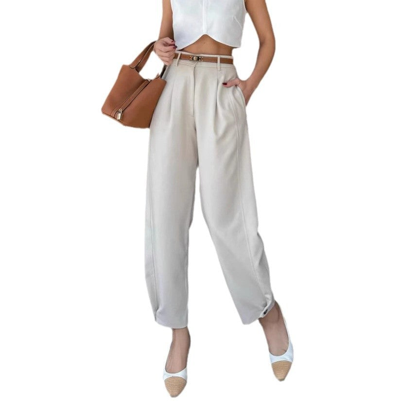 Women's Elegant Milky White Cropped Pants