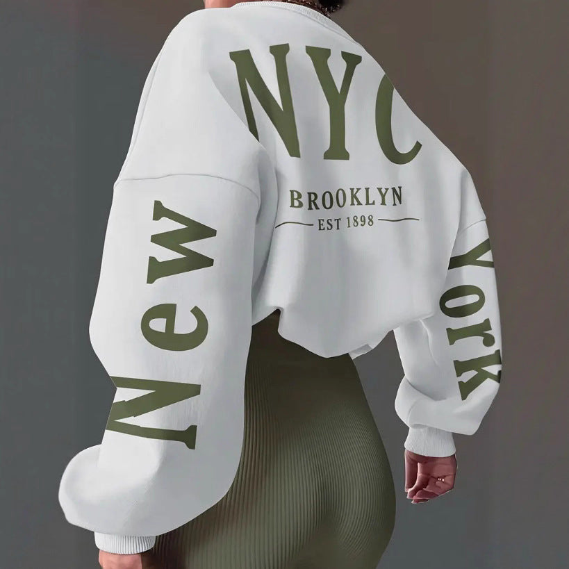 Pull ample à col rond imprimé de lettres