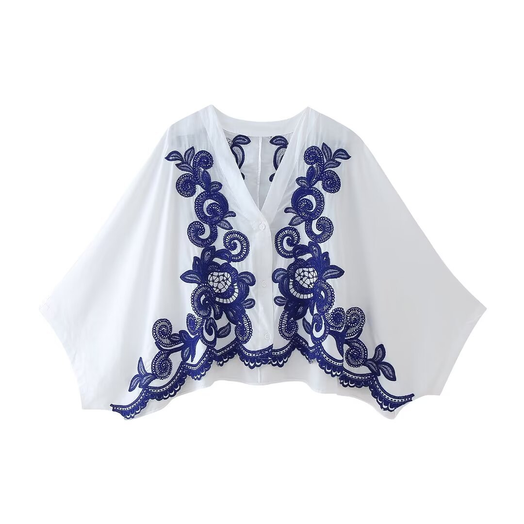 Embroidered Floral Skirt Suit for Women Polyester