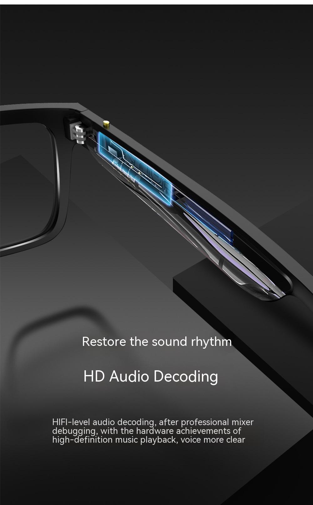 Black Smart Bluetooth Sunglasses with Headset and Transparent Screen