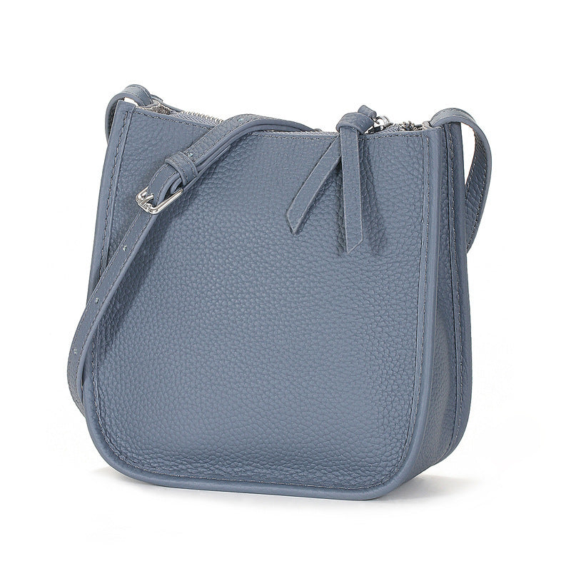 Trendy Women's Leather Handheld Shoulder Bag in Orange, Grey & Blue