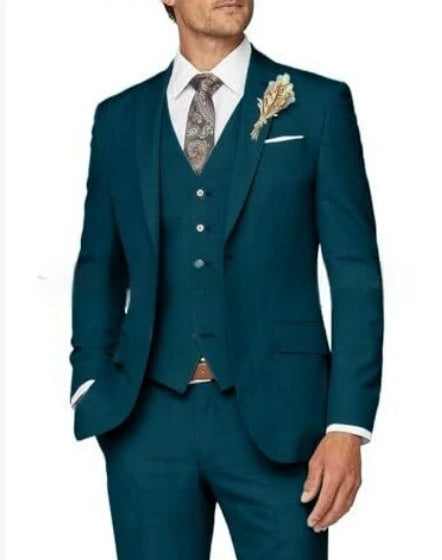 Ensemble de costume trois pièces décontracté ajusté pour homme