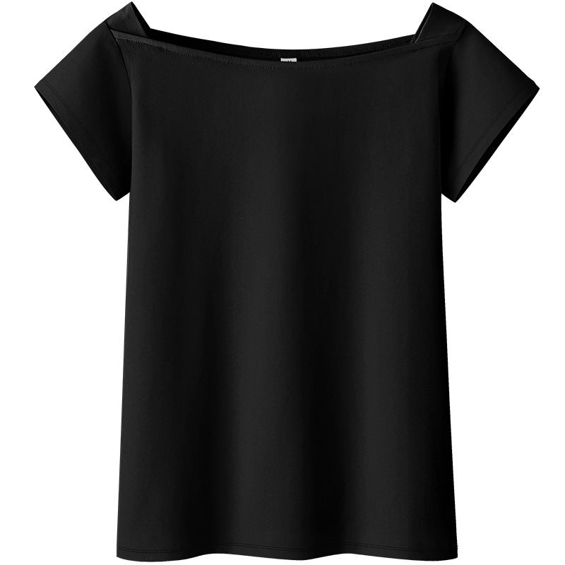 Fashionable Women's Slim Half-sleeved White Bottoming Shirt Top