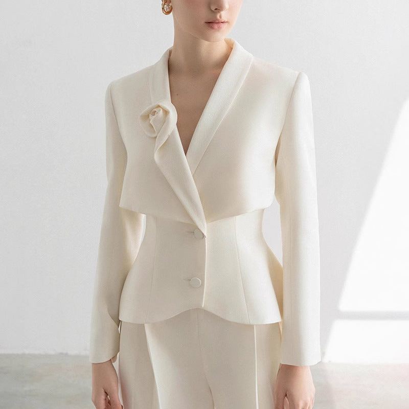 Apricot Women's Temperament Small Suit Outfit Polyester Trousers