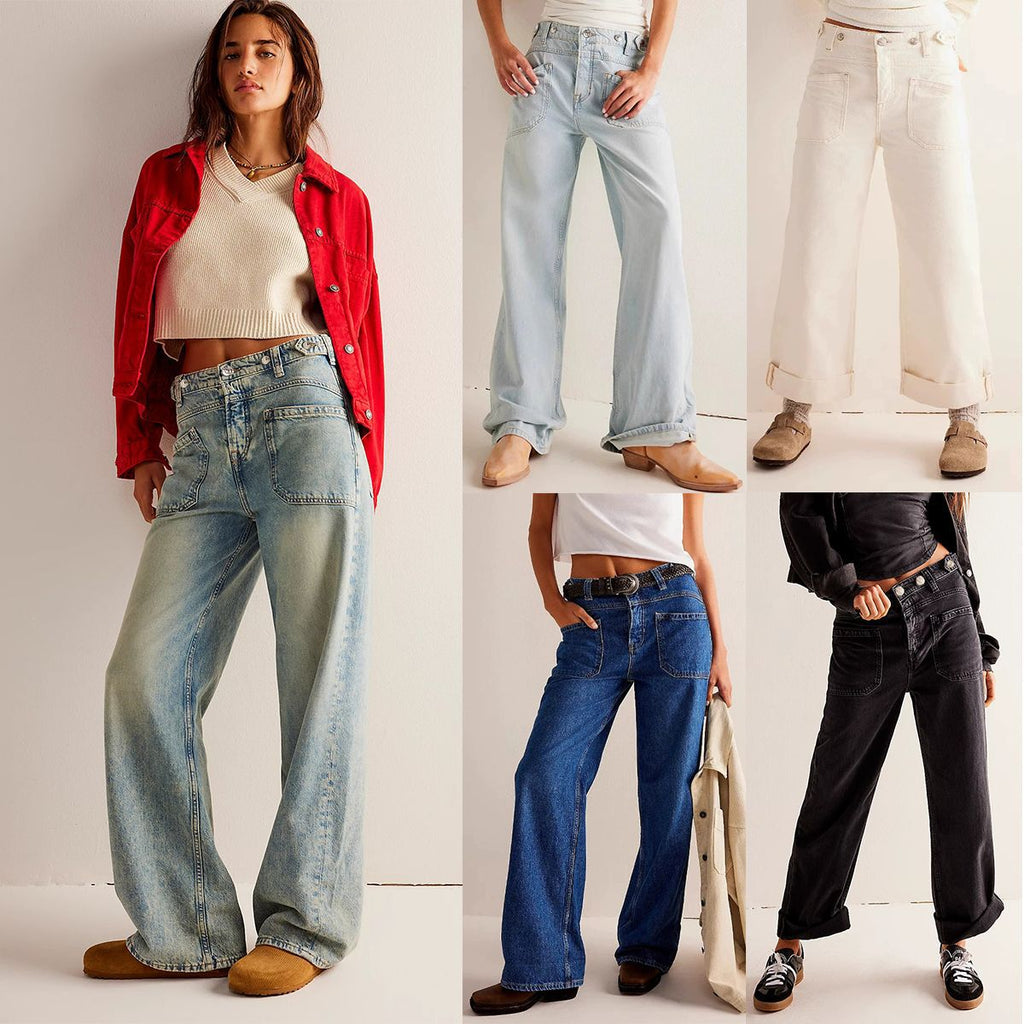 Jeans droits larges pour femme