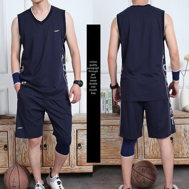Sleeveless Cotton Polyester Vest and Running Shorts Sportswear