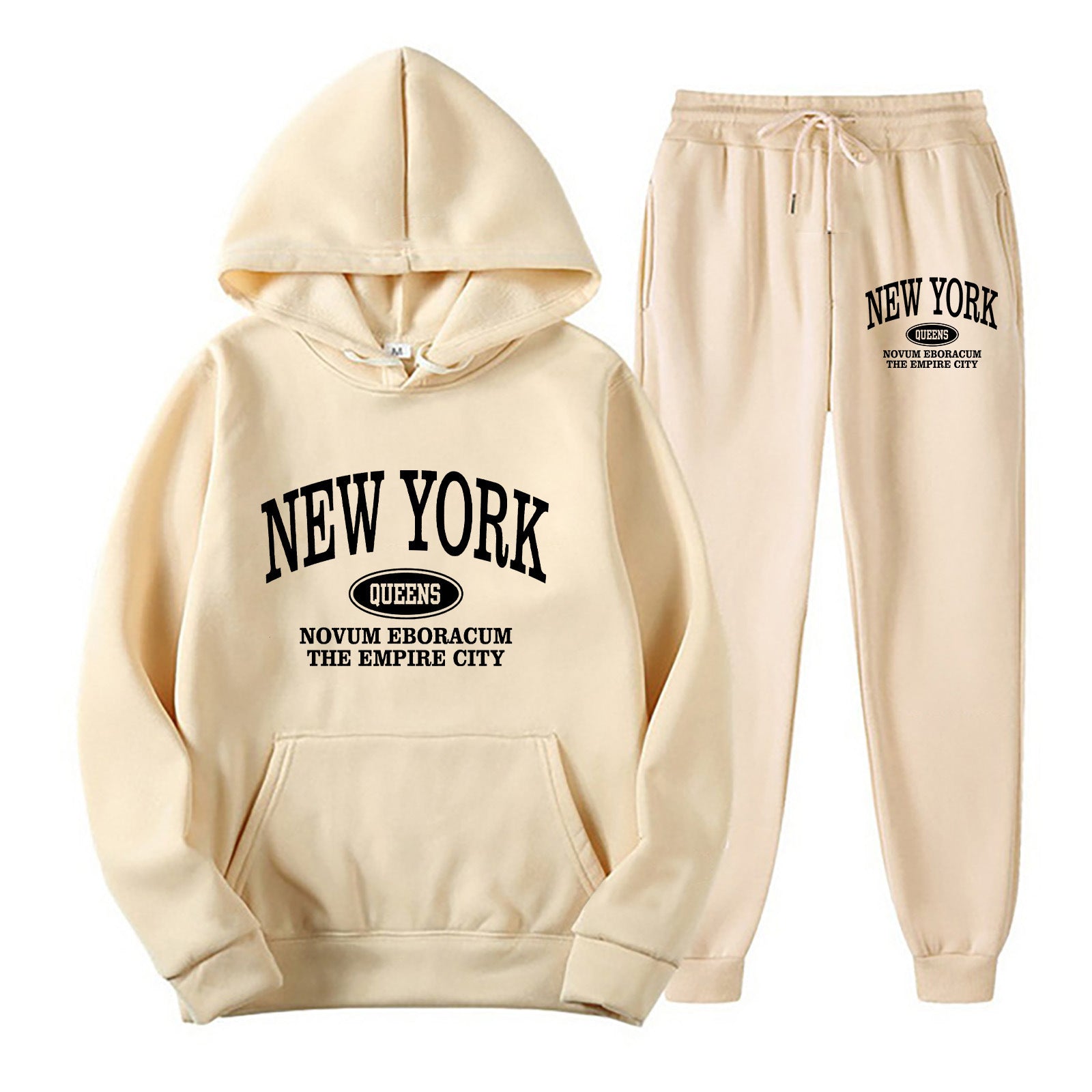 Men's Printed Hoodie Two-Piece Sweater Suit Polyester Fiber