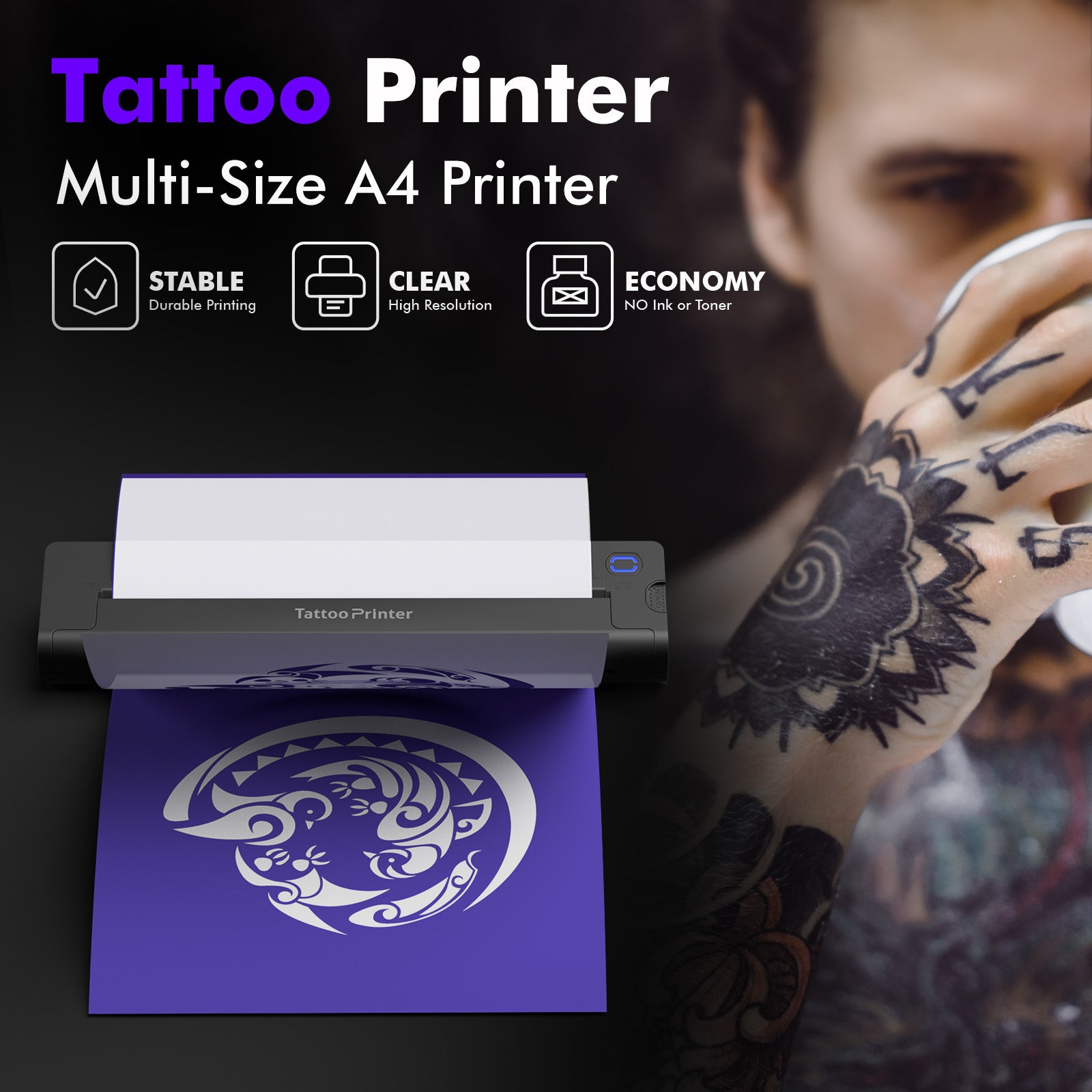 Bluetooth Thermal Tattoo Printer for Mobile Phones with USB Interface