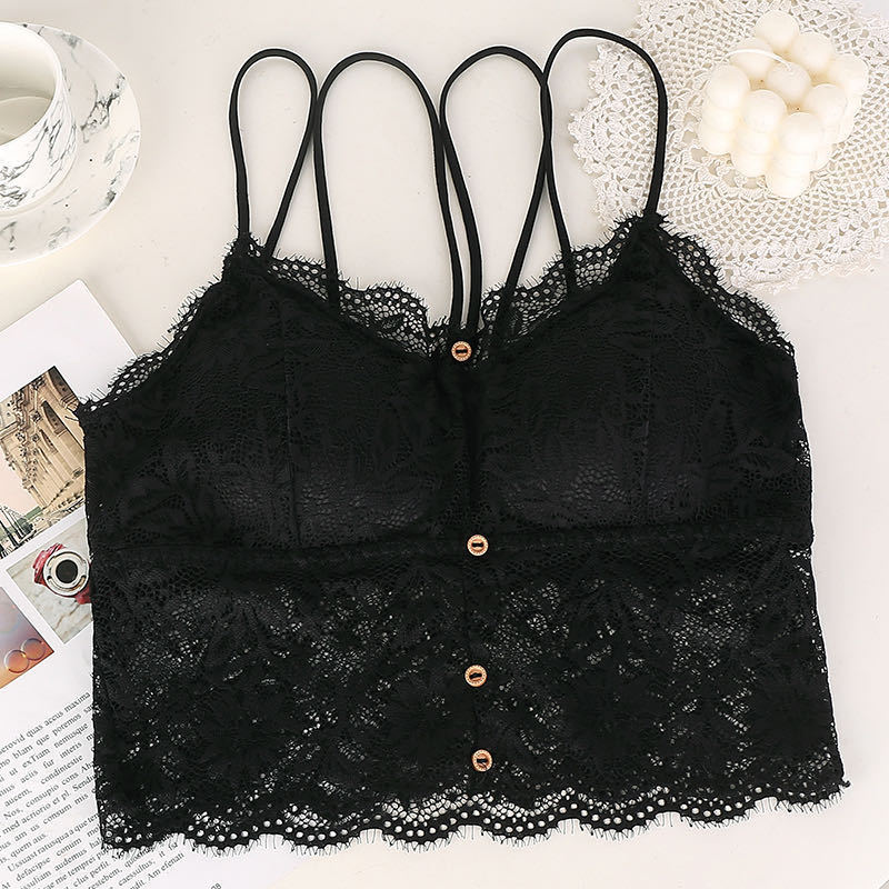 French Sweet Lace Strap Tank Top