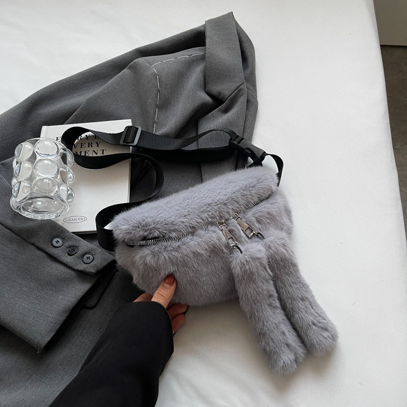 Women's Plush Shoulder Messenger Bag 24x14x6cm