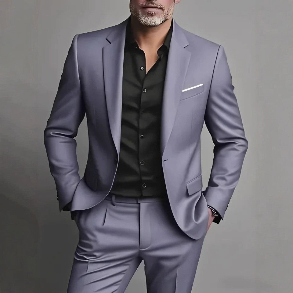 Men's Slim Fit Casual Two-Piece Suit Set