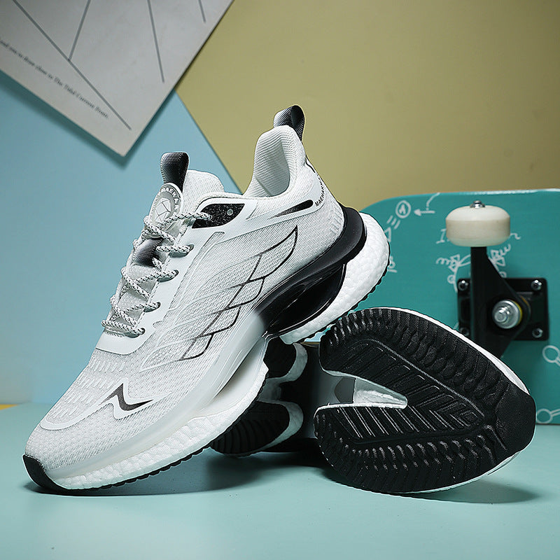 PU Leather Casual Lightweight Running Sneakers with Composite Rubber Sole