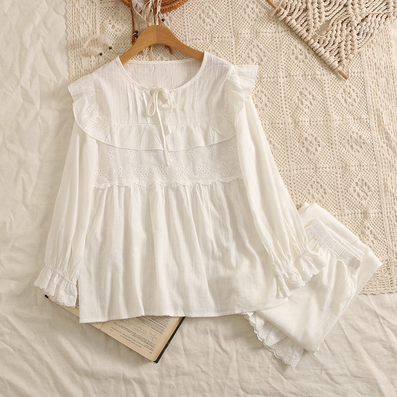 Pyjama femme printemps-automne manches longues style princesse adorable