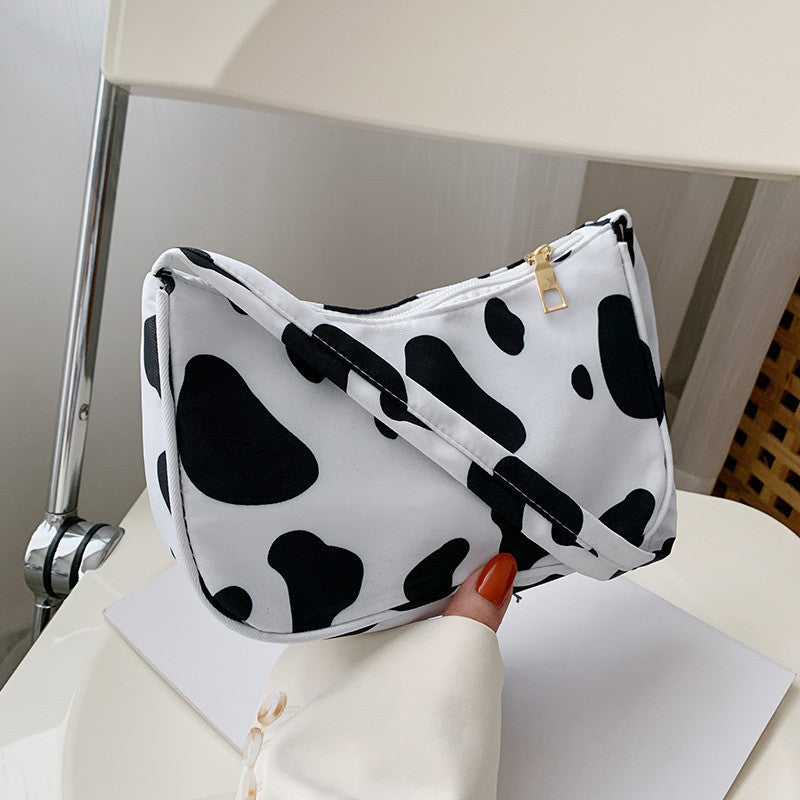 Sac à bandoulière en nylon pour femme, petit, imprimé papillon, vache ou léopard, format 23x13x7.5cm