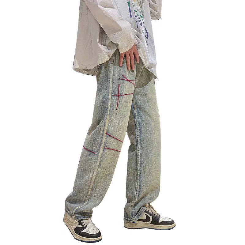 American Loose Straight Khaki Jeans for Men M-3XL