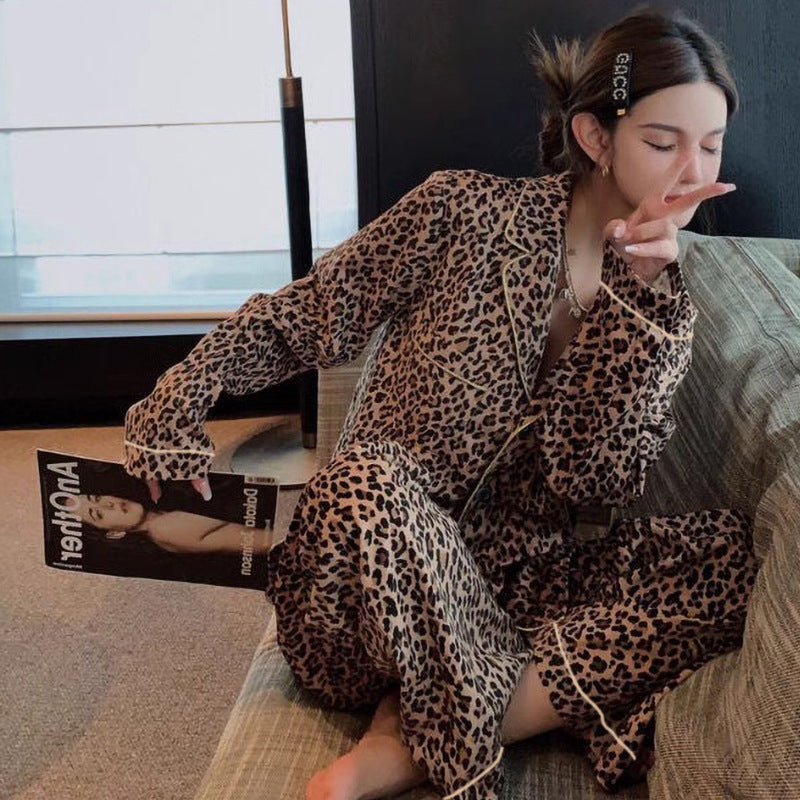 Ensemble de pyjama en polyester fin à manches longues pour femme