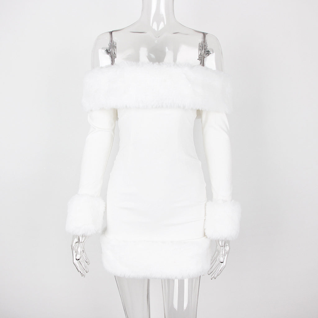 Jupe d'hiver en fourrure sans dos pour femme