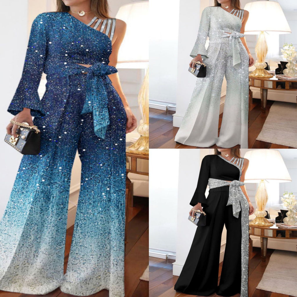 European & American Women's Casual High Waist Wide Leg Pants Plus Size