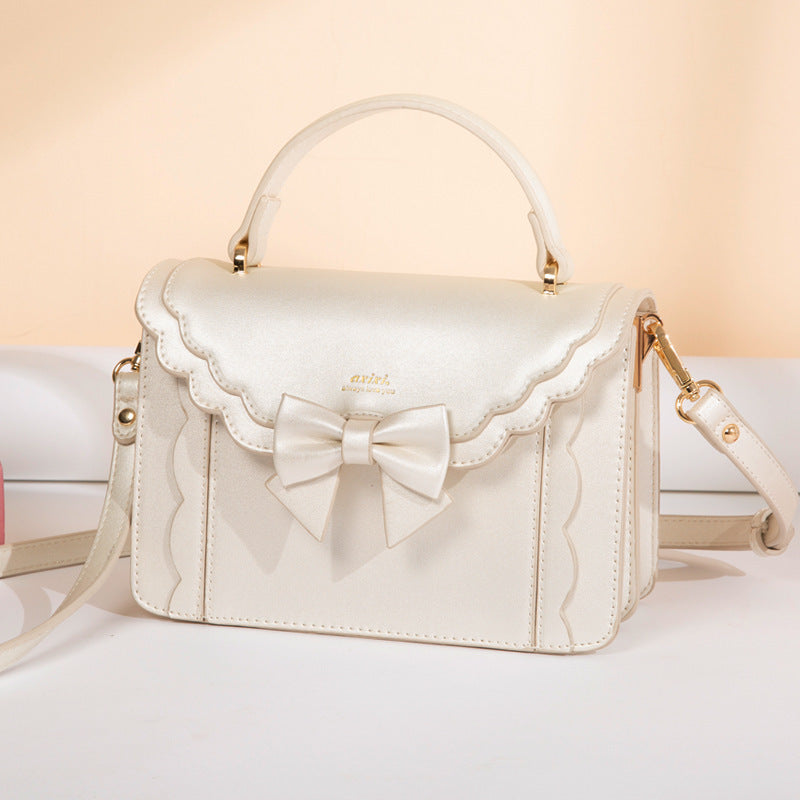 Sac à bandoulière carré en PU style nœud pour femme 21x15x9.5cm