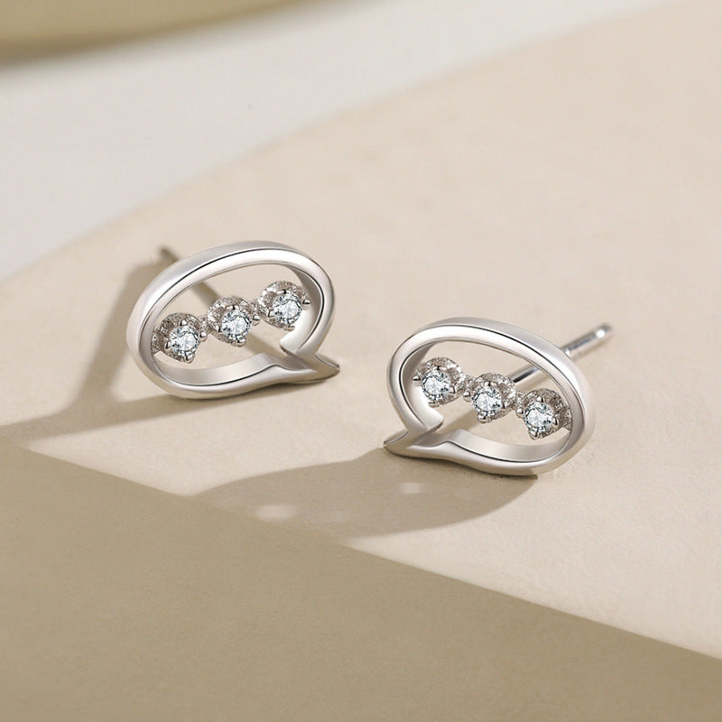 Boucles d'oreilles clous en argent sterling 925 avec zircon et diamant