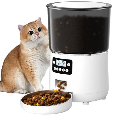 Distributeur automatique intelligent de nourriture pour animaux de compagnie de 4L, noir, avec contrôle via application