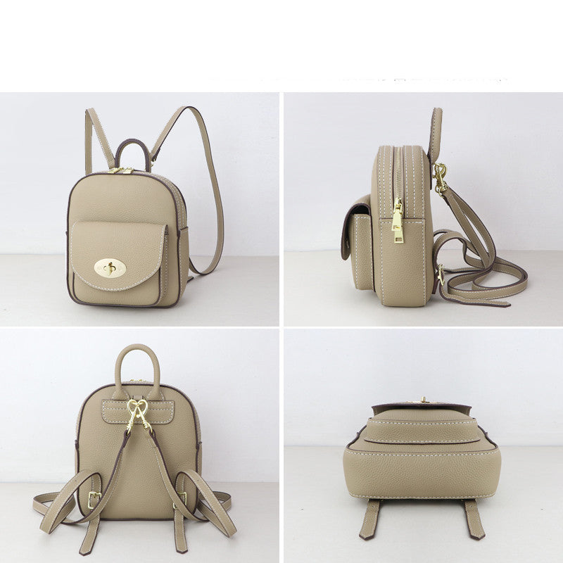 Women's Genuine Cowhide Leather Fashion Backpack 25x21x6.5cm