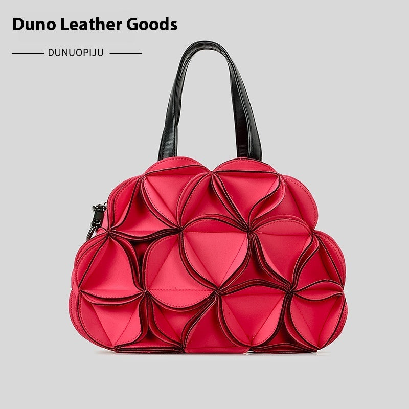 Flower-Shaped Portable PU Stitching Bag for Women
