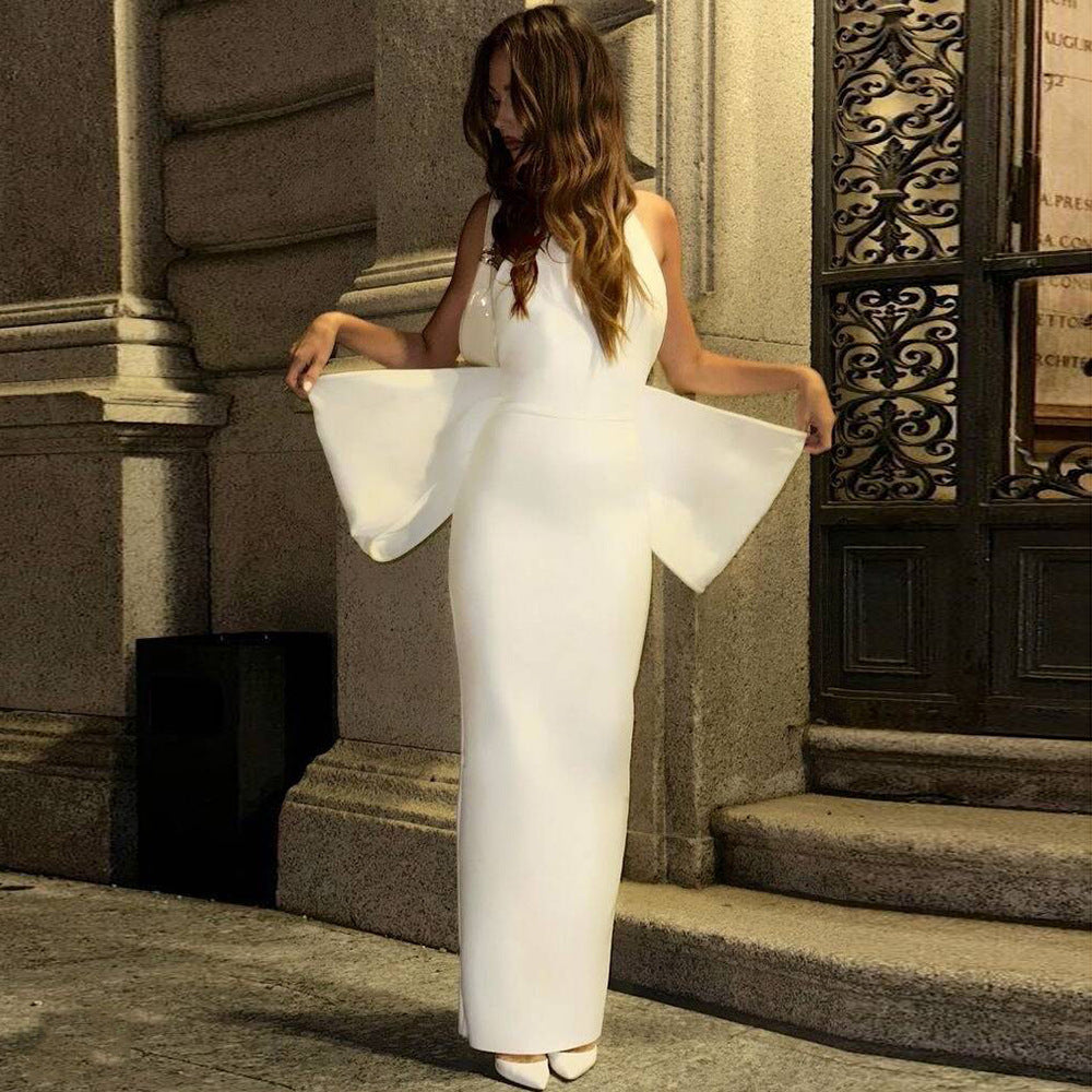 Women's Big Bow Backless Bandage Dress Party Gathering Formal Dress