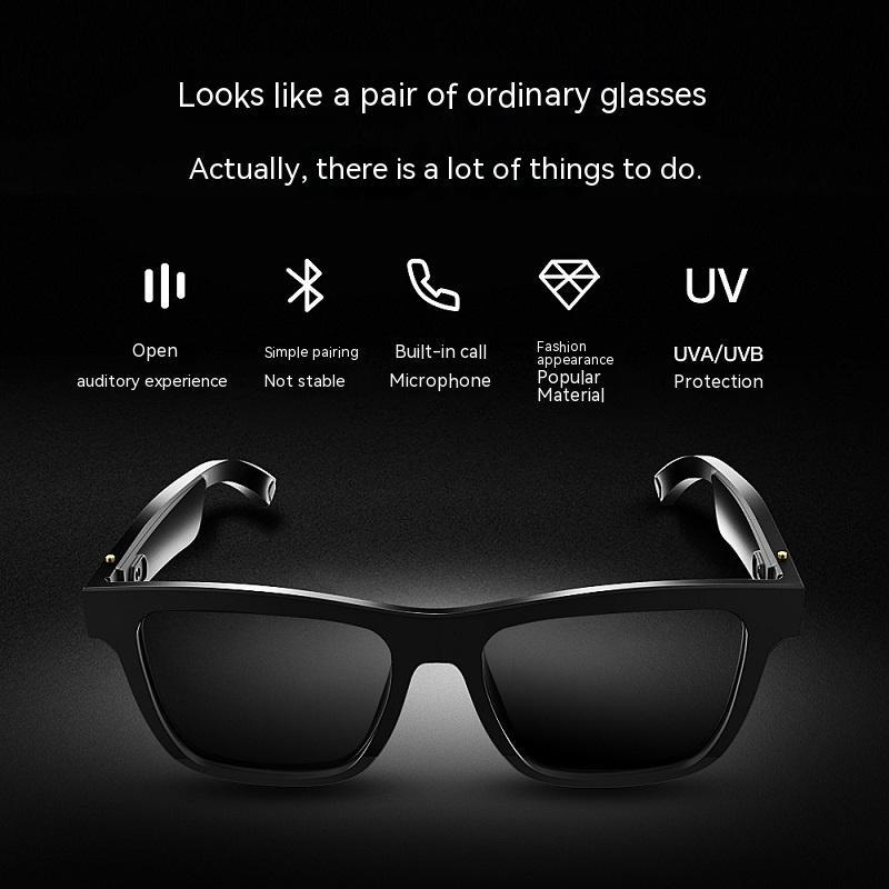 Black Smart Bluetooth Sunglasses with Headset and Transparent Screen