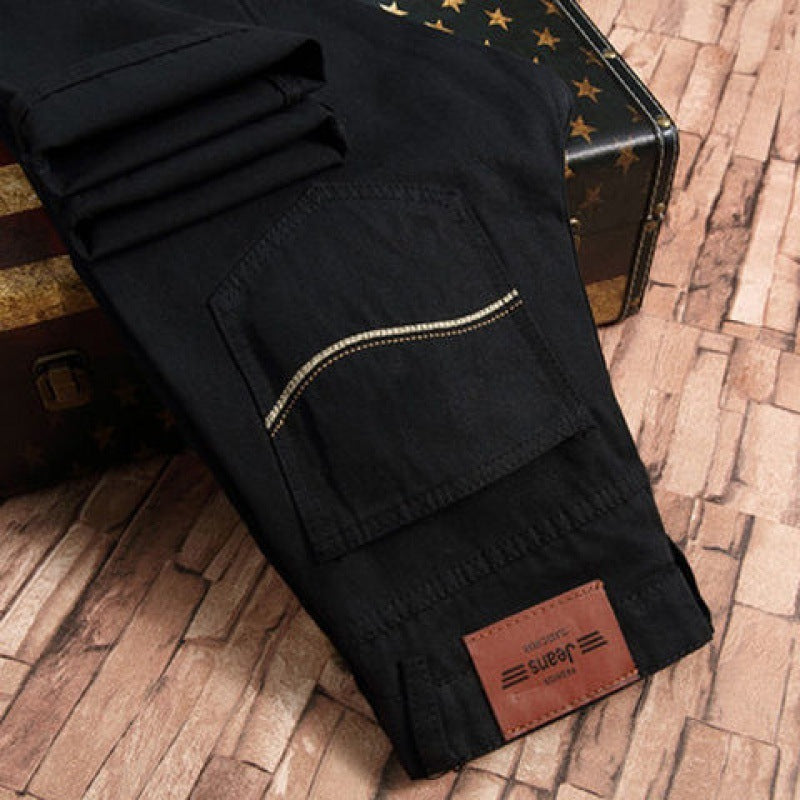 Jean droit ample stretch taille mi-haute pour homme – Jean décontracté pour le travail